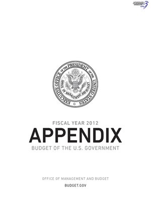 cover image of Appendix, Budget of the United States Government, Fiscal Year 2012